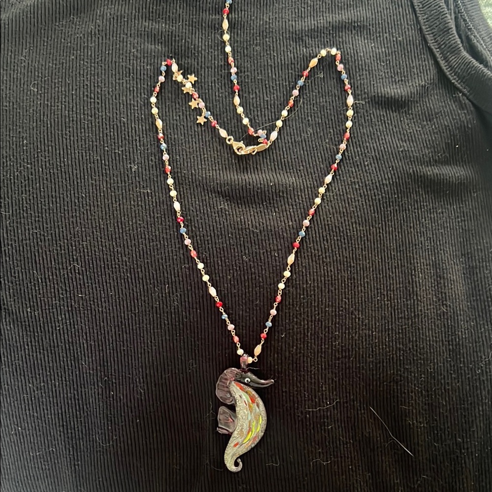 Elegant glass Seahorse Pendant Necklace